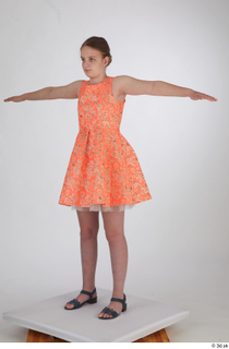  Selin drape dressed orange short dress standing t poses whole body 0002.jpg